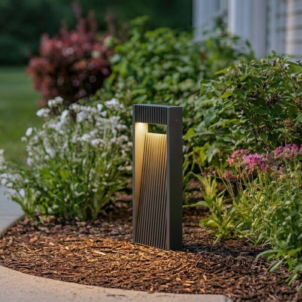 Lucande LED podlahové svítidlo Tavion, 40 cm, antracitová, IP65, Černá, Hliník, Moderní
