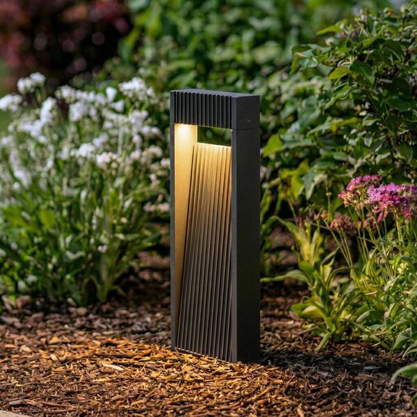 Lucande LED podlahové svítidlo Tavion, 40 cm, antracitová, IP65, Černá, Hliník, Moderní