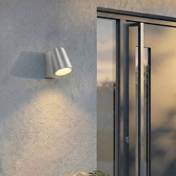 Lindby LED venkovní nástěnné svítidlo Illuvia, hliník, IP54, Hliník / šedá / zinek, Hliník, Moderní