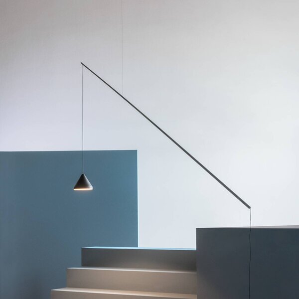 Vibia LED závěsné světlo NORTH, černé, kov, 927, decentralizované, stmívatelný, Černá, Obývací pokoj / jídelna, Plast, Design