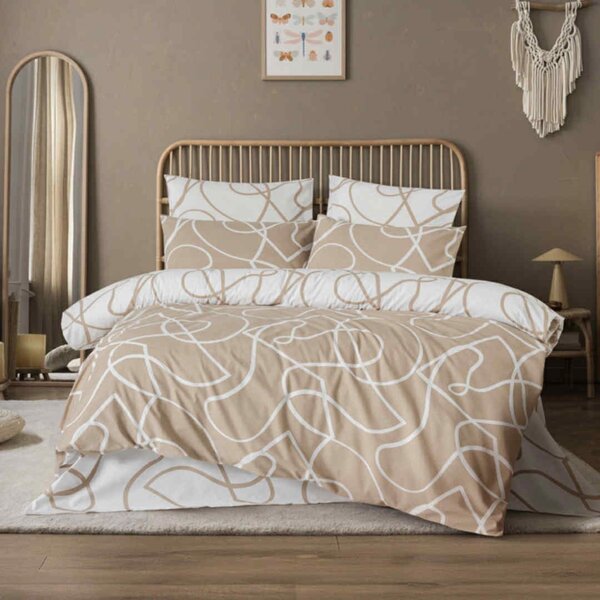 Povlečení bavlněné Merlot hnědé 200x140cm+90x70cm TiaHome