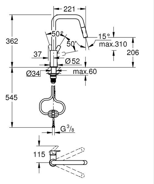 Grohe Start kuchyňská baterie stojící ušlechtilá ocel 30631DC0