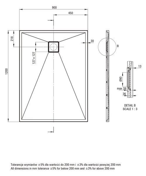 Deante Correo obdélníková sprchová vanička 120x90 cm béžová KQR_543B