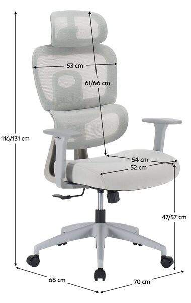 Ergonomická kancelářská židle NEONIT - šedá síťovina / nosnost 150 kg