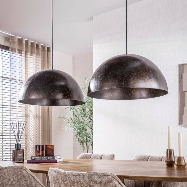 ZIJLSTRA Závěsné světlo Dome, hnědé, kovové, dvoužárovkové, E27, 142 cm, stmívatelný, Hnědá / rez, Obývací pokoj / jídelna, kov, Skandinávský