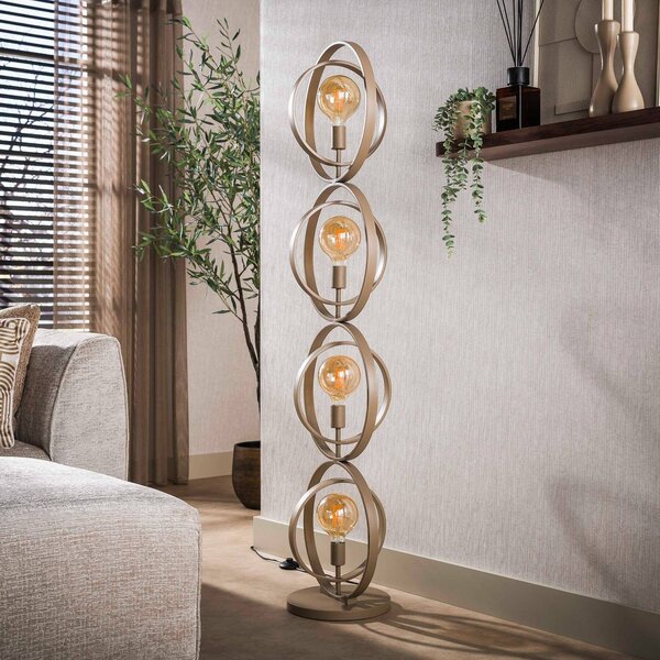 ZIJLSTRA Stojací lampa Turn Around, béžová, kovová, se 4 žárovkami, 163 cm, Krémová / jantar, Obývací pokoj / jídelna, kov, Skandinávský