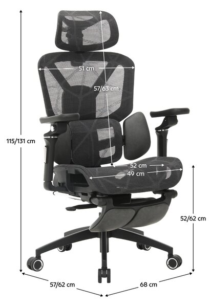 Ergonomická kancelářská židle STORM - tmavě šedá síťovina / nosnost 150 kg