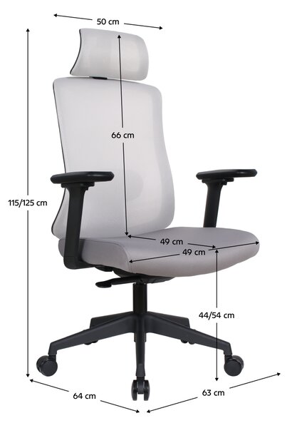 Ergonomická kancelářská židle PART - šedá síťovina / nosnost 150 kg