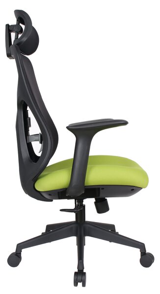 Ergonomická kancelářská židle LERO - černá síťovina / zelená látka / nosnost 150 kg