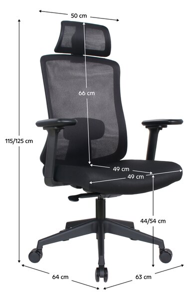 Ergonomická kancelářská židle PART - černá síťovina / nosnost 150 kg