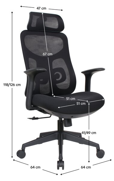 Ergonomická kancelářská židle LERO - černá síťovina / nosnost 150 kg