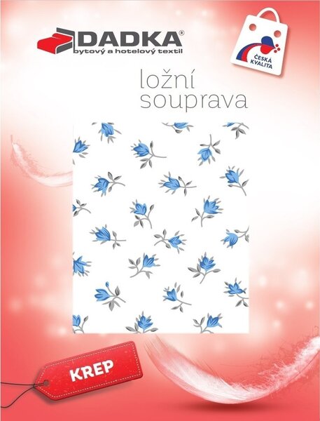 Krepové povlečení Malé růže modré 140x200, 70x90 cm