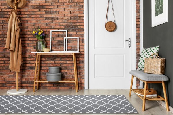 Associated Weavers Běhoun pogumovaný Trellis 30352 šedý Šíře: 57 cm