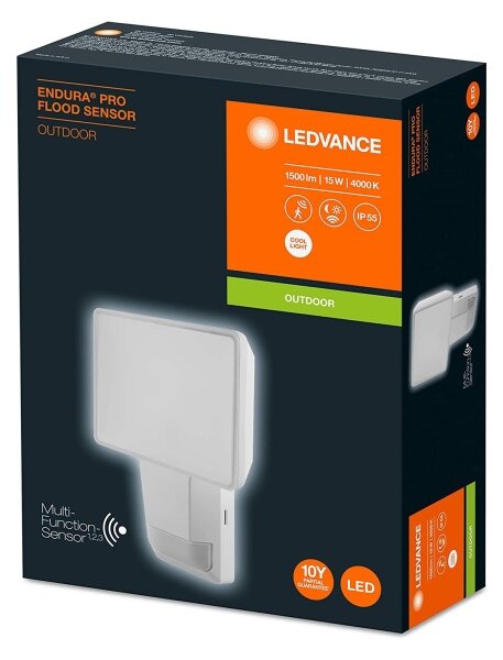 Ledvance - LED Venkovní nástěnný reflektor se senzorem FLOOD LED/15W/230V IP55
