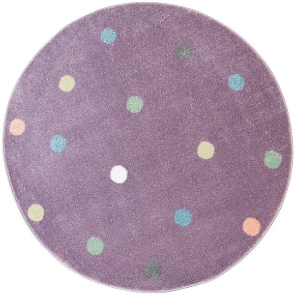 Makro Abra Kulatý dětský koberec Lima C275A Tečky Puntíky fialový Rozměr: průměr 100 cm