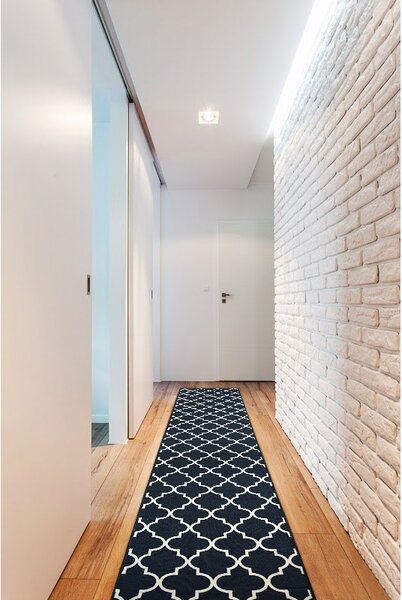 Associated Weavers Běhoun pogumovaný Trellis 30350 černý Šíře: 100 cm