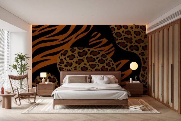 Fototapety Vzory s motivy leoparda a tygra, inspirované divokými zvířaty, Fototapety abstraktní, w05759 : uwalls.cz
