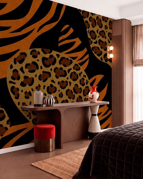 Fototapety Vzory s motivy leoparda a tygra, inspirované divokými zvířaty, Fototapety abstraktní, w05759 : uwalls.cz