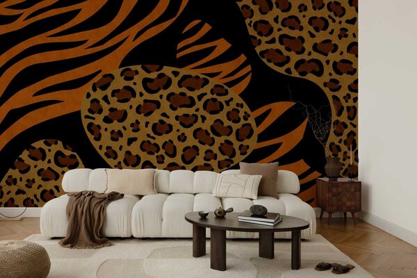 Fototapety Vzory s motivy leoparda a tygra, inspirované divokými zvířaty, Fototapety abstraktní, w05759 : uwalls.cz