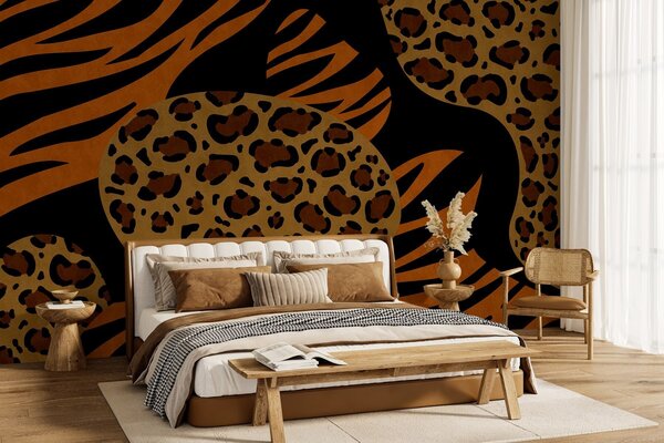 Fototapety Vzory s motivy leoparda a tygra, inspirované divokými zvířaty, Fototapety abstraktní, w05759 : uwalls.cz