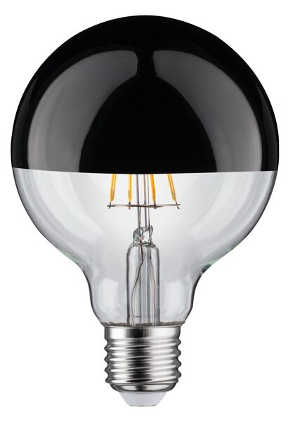 Paulmann 28677 LED žárovka s leskle černým vrchlíkem G95, 6,5W LED 2700K E27 stmívatelná, průměr 9,5cm