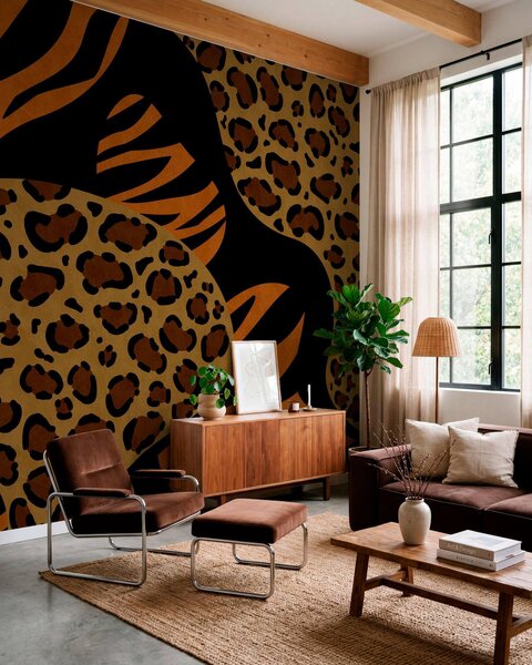 Fototapety Vzory s motivy leoparda a tygra, inspirované divokými zvířaty, Fototapety abstraktní, w05759 : uwalls.cz