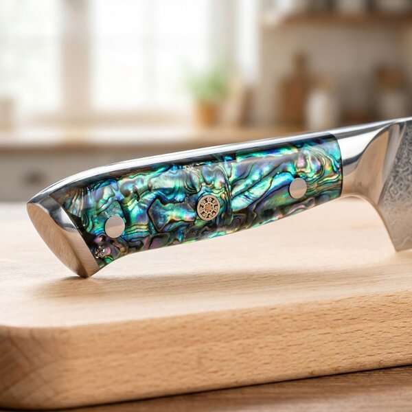 Japonský nůž Kiritsuke z damaškové oceli SaKuRo Ocean Shell 20,3 cm
