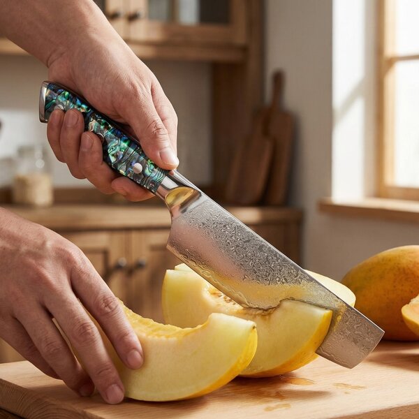Japonský nůž nakiri z damaškové oceli SaKuRo Ocean Shell 16,5 cm