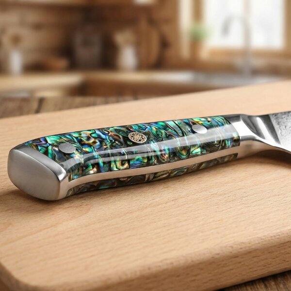 Japonský nůž nakiri z damaškové oceli SaKuRo Ocean Shell 16,5 cm