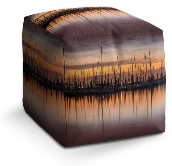 Sablio Taburet Cube Večerní přístav - 40x40x40 cm