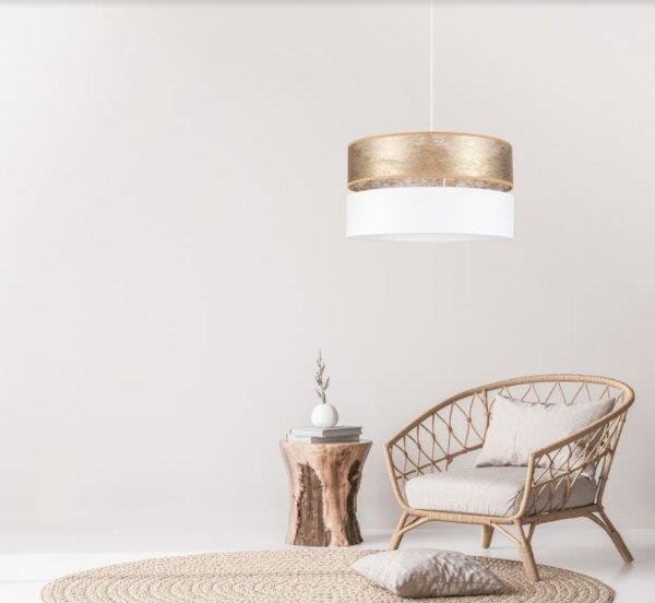 Lustr na lanku LIMA 1xE27/60W/230V bílá/zlatá