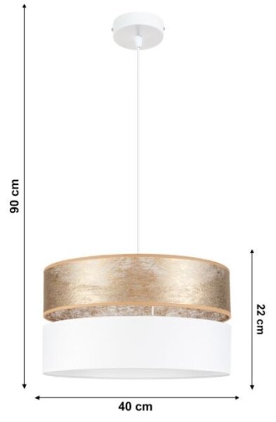 Lustr na lanku LIMA 1xE27/60W/230V bílá/zlatá