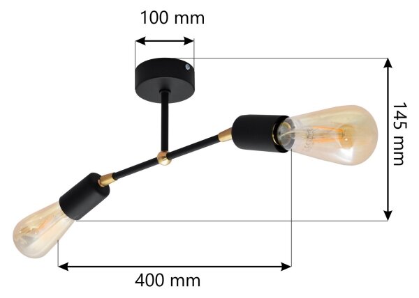 Přisazený lustr ROSETTE 2xE27/15W/230V černá/zlatá