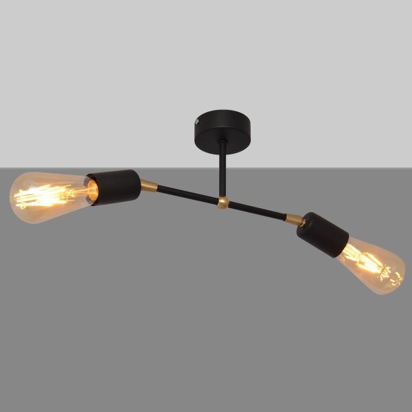 Přisazený lustr ROSETTE 2xE27/15W/230V černá/zlatá
