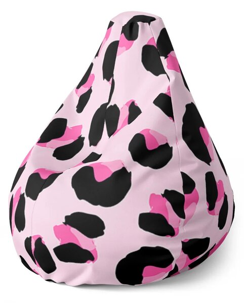 Sablio Sedací vak Pear Růžový gepard - 70 x 95 x 15 cm