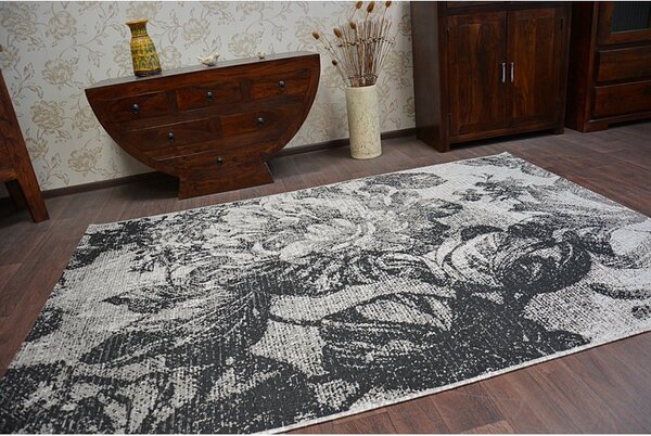 Balta Kusový koberec Sisal FLOORLUX 20491 stříbrný / černý Rozměr: 60x110 cm