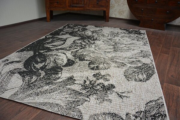 Balta Kusový koberec Sisal FLOORLUX 20491 stříbrný / černý Rozměr: 60x110 cm