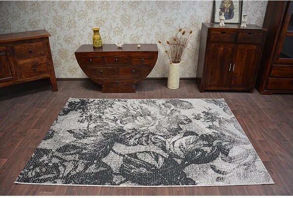 Balta Kusový koberec Sisal FLOORLUX 20491 stříbrný / černý Rozměr: 60x110 cm