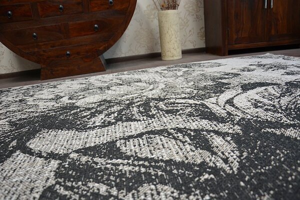 Balta Kusový koberec Sisal FLOORLUX 20491 stříbrný / černý Rozměr: 60x110 cm