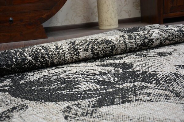 Balta Kusový koberec Sisal FLOORLUX 20491 stříbrný / černý Rozměr: 60x110 cm