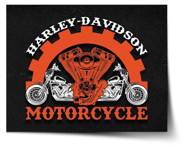 Sablio Plakát Harley-Davidson motor Černé pozadí - 60x40 cm