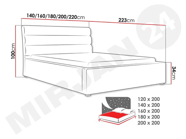 Manželská postel 140cm Exotic (šedá)