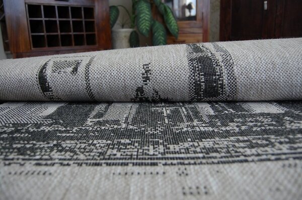 Balta Koberec Sisal Floorlux 20240 New York stříbrný černý Rozměr: 140x200 cm
