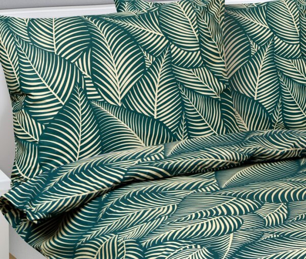 Bellatex Povlečení bavlněné 140x200, 70x90 cm Palmový list Zelená,Žlutá