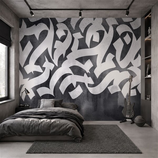 Fototapeta Bílé a černé graffiti, Abstraktní fototapety, Populární fototapety, t00923 - Tapeko.co.cz