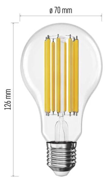 Emos LED žárovka filament E27 18W, 2452lm, náhrada za 150W, teplá bílá 2700K