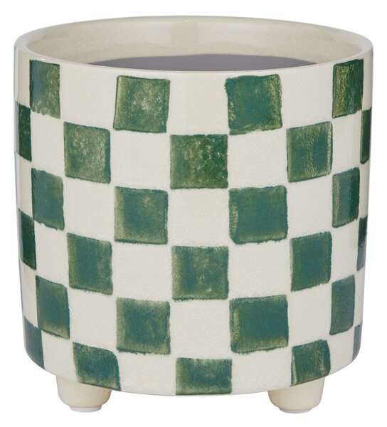 NEW DELFT Květináč šachovnice 13,5 cm zelená