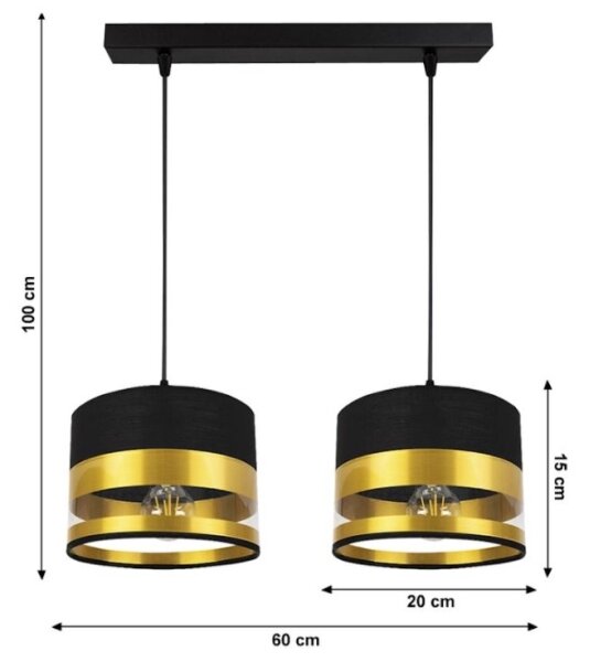 Lustr na lanku MILO 2xE27/60W/230V zlatá/černá