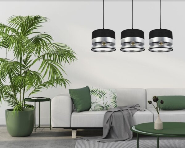 Lustr na lanku MILO 3xE27/60W/230V stříbrná/černá