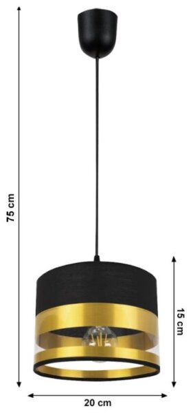 Lustr na lanku MILO 1xE27/60W/230V zlatá/černá